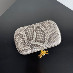 KNOT CHAIN CLUTCH 20.5 IN SNAKE PATTERN CALFSKIN