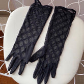 EMBROIDERED LACE MESH GLOVES BLACK 462433