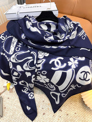 CHANEL 25S SCARF 140 IN SILK AND CASHMERE 881853