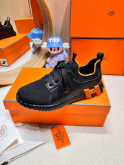 DEPART SLIP-ON SNEAKER IN BLACK KNIT AND CALFSKIN