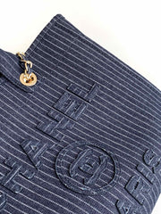 CHANEL 25S TOTE BAG 38 CM IN NAVY BLUE CANVAS