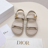 DIOR BACK-STRAP SANDALS 25S IN LIGHT BEIGE CALFSKIN WITH GOLD HARDWARE