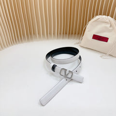 Vlogo Buckle Water Wave Silver Copper Glossy White Black Leather 20mm Belt