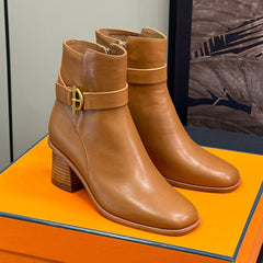 JILL 60 ANKLE BOOT IN BRONZE BROWN CALFSKIN