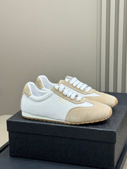 PRADA 25S SNEAKER IN WHITE MIX DARK BEIGE SUEDE STYLE 2