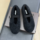 ALAIA 25S COZY MARY JANE SHEARLING FLATS IN BLACK