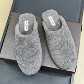 ALAIA 25S SHEARLING COZY SLIPPERS IN DARK GRAY