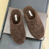 ALAIA 25S SHEARLING COZY SLIPPERS IN DARK BROWN