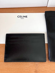 CELINE 25S CARD HOLDER TRIOMPHE LOGO 11 IN BLACK CALFSKIN GOLD HARDWARE