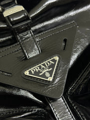 PRADA 25S BACKPACK 45 IN BLACK GLOSSY CALFSKIN SILVER HARDWARE