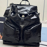 PRADA 25S BACKPACK 45 IN BLACK GLOSSY CALFSKIN SILVER HARDWARE