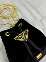 PRADA 25S MINI POUCH 12 IN BLACK VELVET GOLD HARDWRE