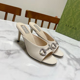 GUCCI 26S HORSEBIT HIGH-HEELED SANDALS 80 MM IN CREAM WHITE CALFSKIN