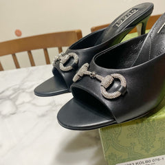 GUCCI 26S HORSEBIT HIGH-HEELED SANDALS 80 MM IN BLACK CALFSKIN