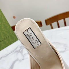 GUCCI 26S HORSEBIT HIGH-HEELED SANDALS 80 MM IN CREAM WHITE GLOSSY CALFSKIN