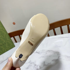 GUCCI 26S HORSEBIT HIGH-HEELED SANDALS 80 MM IN CREAM WHITE GLOSSY CALFSKIN