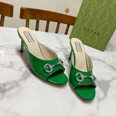 GUCCI 26S HORSEBIT HIGH-HEELED SANDALS 80 MM IN GREEN GLOSSY CALFSKIN