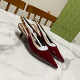 GUCCI 26S SIGNORIA SLINGBACK PUMP 50 MM IN DARK RED GLOSSY CALFSKIN