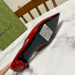 GUCCI 26S SIGNORIA SLINGBACK PUMP 50 MM IN RED GLOSSY CALFSKIN