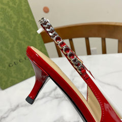 GUCCI 26S SIGNORIA SLINGBACK PUMP 50 MM IN RED GLOSSY CALFSKIN