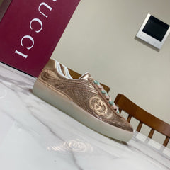 GUCCI 26S SNEAKER IN ROSE GOLD METALLIC CALFSKIN