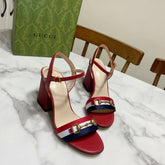 GUCCI 26S HEELED SANDALS 70 MM IN RED CALFSKIN