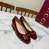 GUCCI 26S HORSEBIT BALLET FLATS IN DARK RED CALFSKIN