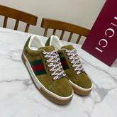 GUCCI 26S SNEAKER IN OLIVE BROWN SUEDE