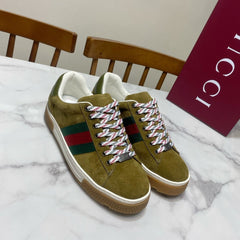 GUCCI 26S SNEAKER IN OLIVE BROWN SUEDE