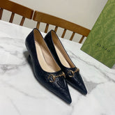 GUCCI 26S HIGH-HEELED SHOES 45 MM IN BLACK LAMBSKIN