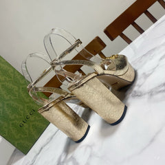 GUCCI 26S HIGH-HEELED SANDALS 105 MM IN LIGHT GOLD CALFSKIN