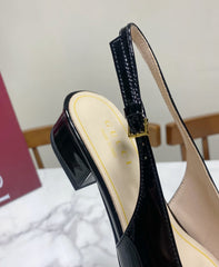 GUCCI 26S SLINGBACK FLATS IN BLACK CALFSKIN