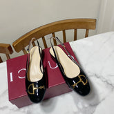 GUCCI 26S SLINGBACK FLATS IN BLACK CALFSKIN