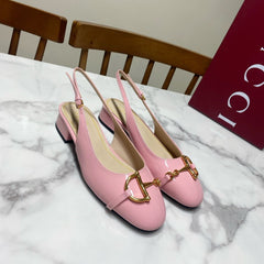 GUCCI 26S SLINGBACK FLATS IN PINK CALFSKIN