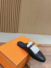 0Z Mule Fringed Black/White