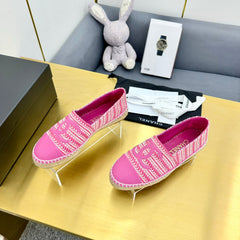 CC ESPADRILLES PLATFORM 25S IN PINK TWEED MIX CALFSKIN