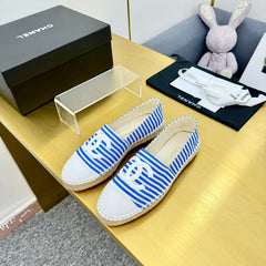 CC SLIP-ON 25S IN BLUE AND WHITE FABRIC WITH STRIPED PATTERN