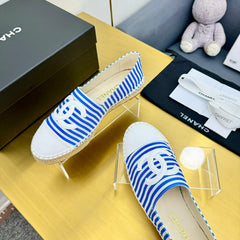 CC SLIP-ON 25S IN BLUE AND WHITE FABRIC WITH STRIPED PATTERN