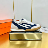 JET SNEAKER IN PALE GRAY SUEDE AND NAVY BLUE NAPPA LEATHER