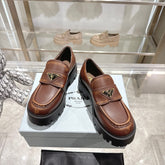 PRADA 25S THICK-SOLE LOAFERS 60 MM IN BROWN SMOOTH CALFSKIN