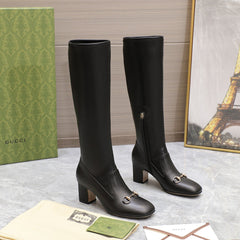 GG HORSEBIT KNEE HIGH BOOTS IN BLACK SHEEPSKIN