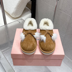 MM SHEARLING SHOES IN BROWN AND WHITE SUEDE