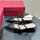 ROCKSTUD WISPY BLACK CALFSKIN MULE 20MM