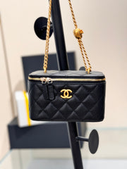 CHANEL 25S MINI VANITY BAG 16 CM IN BLACK LAMBSKIN WITH GOLD HARDWARE