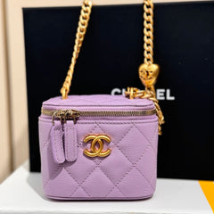 CHANEL 25S MINI VANITY BAG 11 CM IN PURPLE LAMBSKIN WITH GOLD HARDWARE