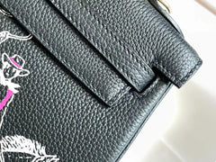 BIRKIN 25 BAG IN BLACK CALFSKIN WITH WHITE STICKER