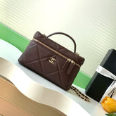 CHANEL 25S VANITY BAG 19.5 CM IN BURGUNDY BROWN LAMBSKIN