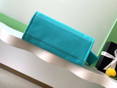 CHANEL 25S TOTE BAG 33 IN TURQUOISE BLUE CANVAS