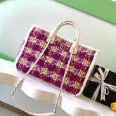CHANEL 25S SHOPPING BAG 40 IN DARK PINK MIX WHITE TWEED