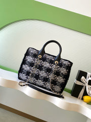 CHANEL 25S SHOPPING BAG 34 IN BLACK MIX GREY TWEED